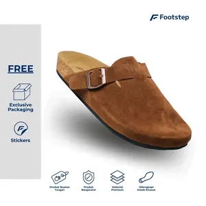 Footstep Footwear Sandal Casual Pria Giga Suede Brown Original Kasual Selop Shoes Sendal Black