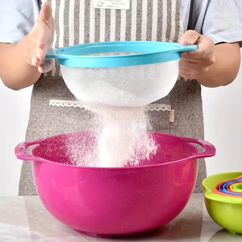 Rainbow Color Baking Measuring Cup & Spoon Set, 10pcs/set Multifunctional Mixing Bowl, Kitchen Supplies,   Vegetable Washing Plate 3