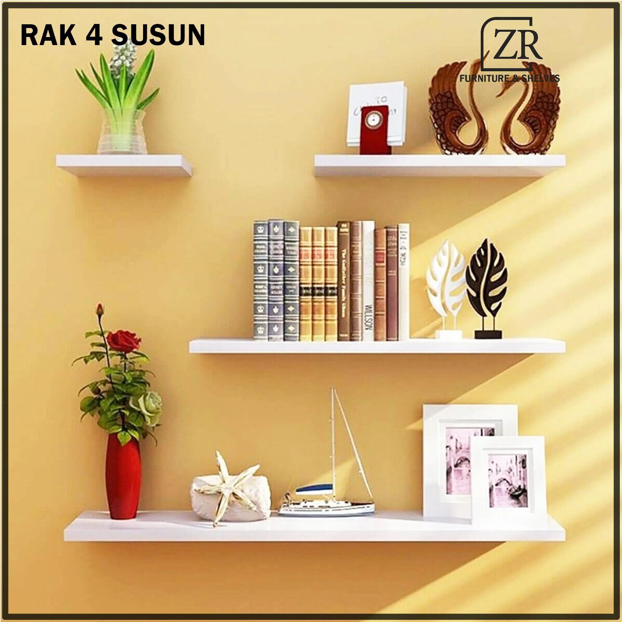 Rak Dinding 4 Susun Minimalis Multiwarna / Ukuran 40'30'20'10 X 10 Cm Dapat disesuaikan
