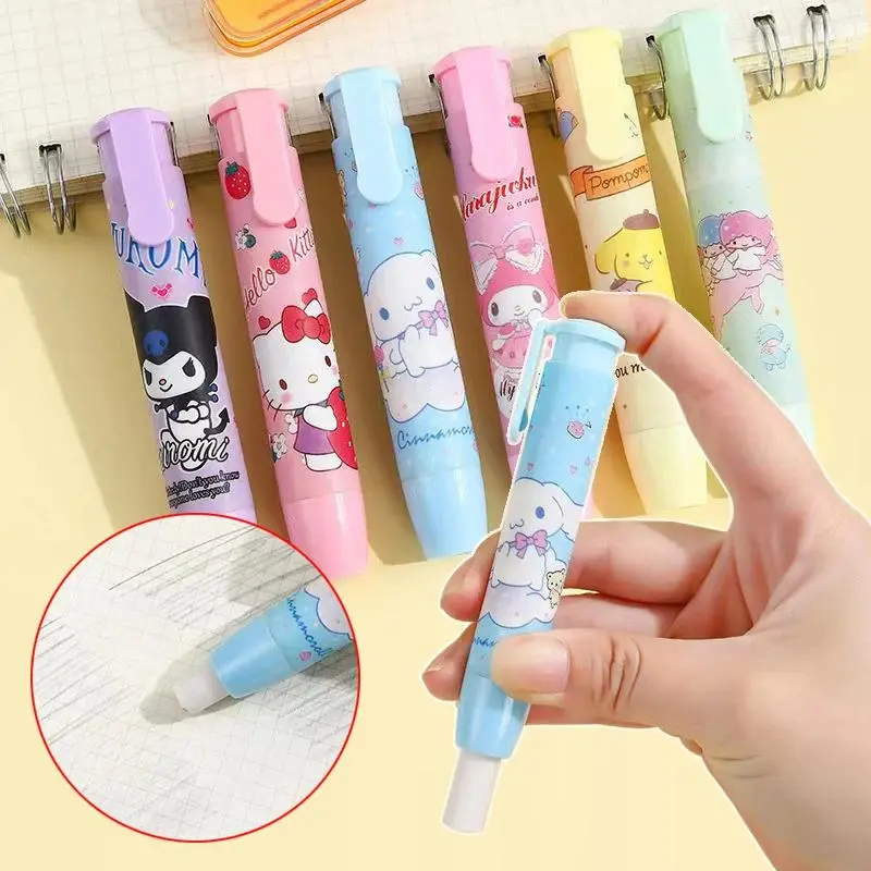 Sanrio Cartoon Eraser Pen - Kuromi, Cinnamoroll, My Melody Push-Button ...