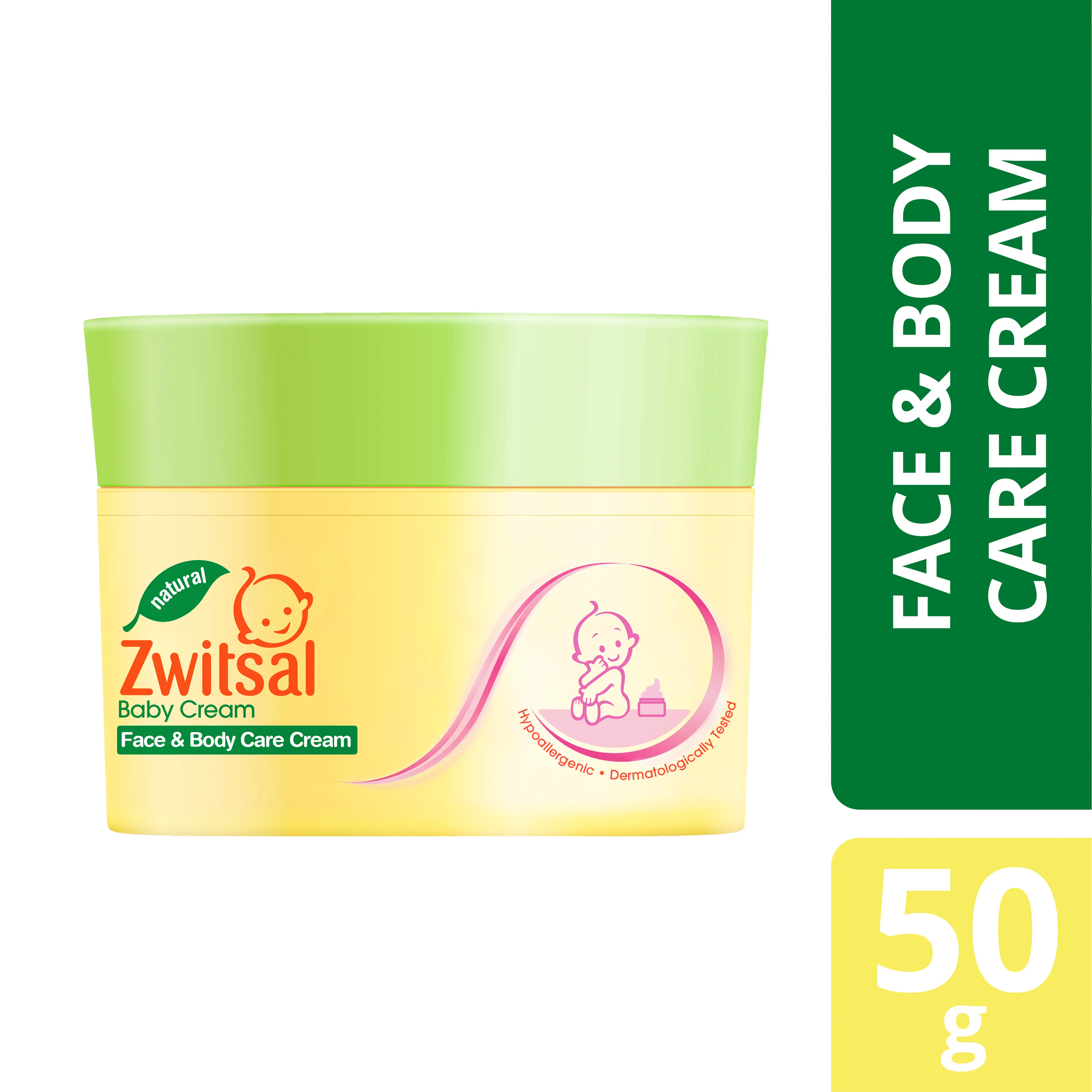 ZWITSAL Baby Face and Body Care Cream - Baby Cream Chamomile & Vitamin E untuk 24 Jam Kelembapan Kulit Tidak Kering 50 g