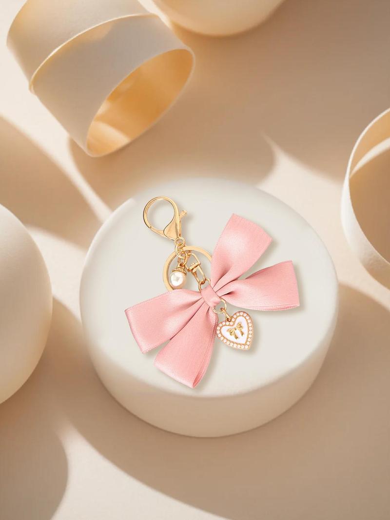 Product Introduction of Cute Bow & Heart Decor Keychain, Fashionable Keychain for Women & Girls, Trendy All-match Keychain for Birthday Gift 3