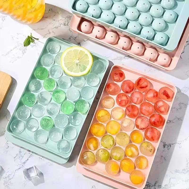 Ice Cube Tray, 3 Counts/set 33 Grids Food Grade Silicone Ice Cube Mold, Round Diamond Ice Cube Maker, Ice Tray for Home Kitchen 5