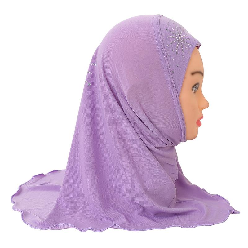 2-7 Years Old Girl Crystal Hemp Sun Diamond Tam-O'-Shanter| Detachable Gauze Cap + Three-Piece Design| Kindergarten Daily Wear and Match| Eid Trendy Child Essential selendang  bahu sulam  shawl sahara  shawl selendang 8