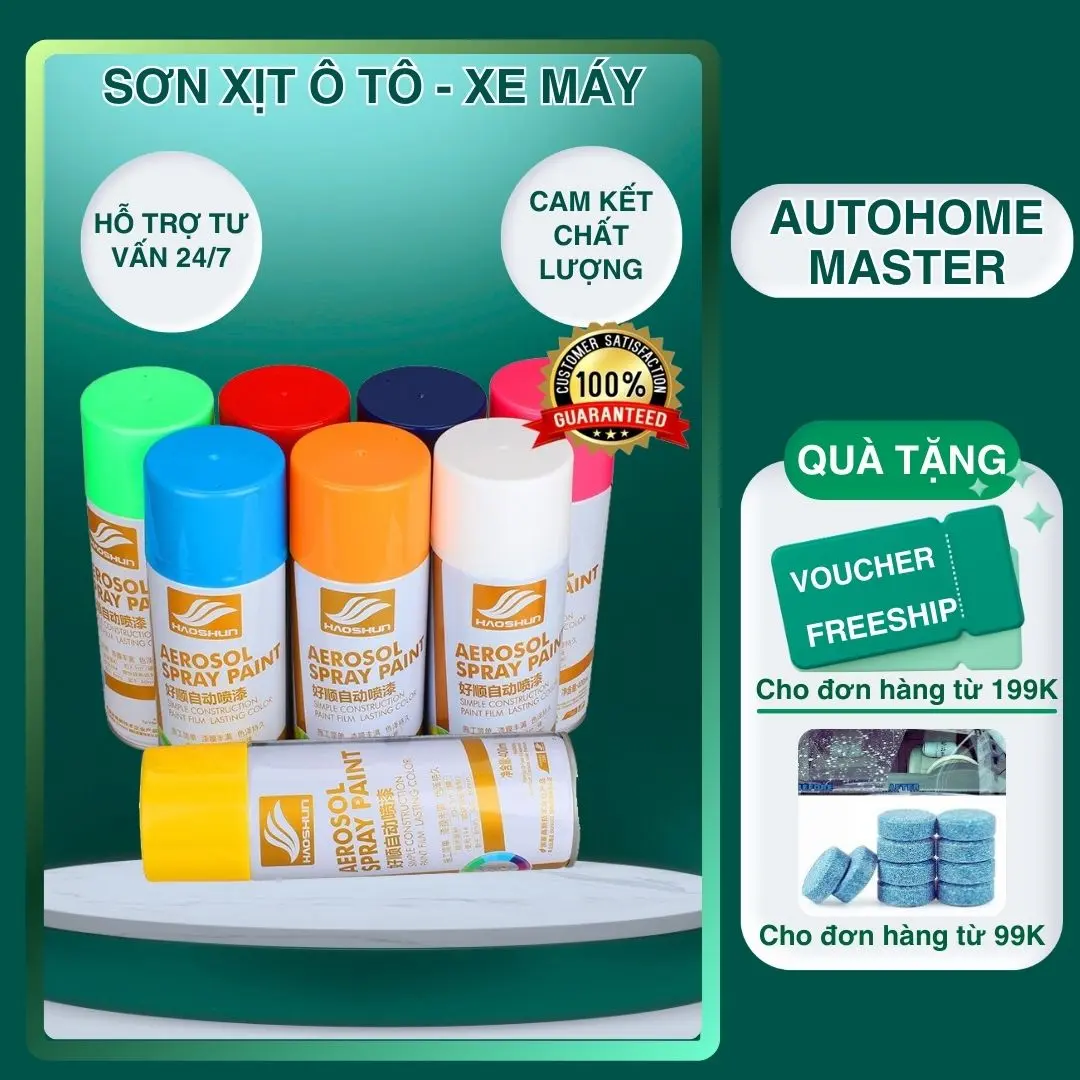 Sơn Màu Xịt Ô tô Xe Máy - Sơn xóa vết xước ô tô - Sơn màu trắng, đen, đỏ mận,vàng cát, bạc