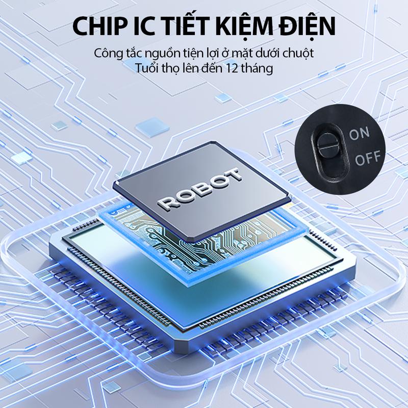 Chuột Không Dây Công Thái Học ROBOT M207 Phím Tĩnh Âm 1600 DPI 6