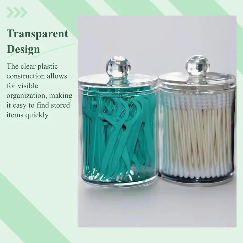 Cotton Swab Storage Box with Lid, 1/2 Counts Transparent Round Dental Floss Organizer, Compressed Towel Storage Box, Vanity Table Clean Container 1