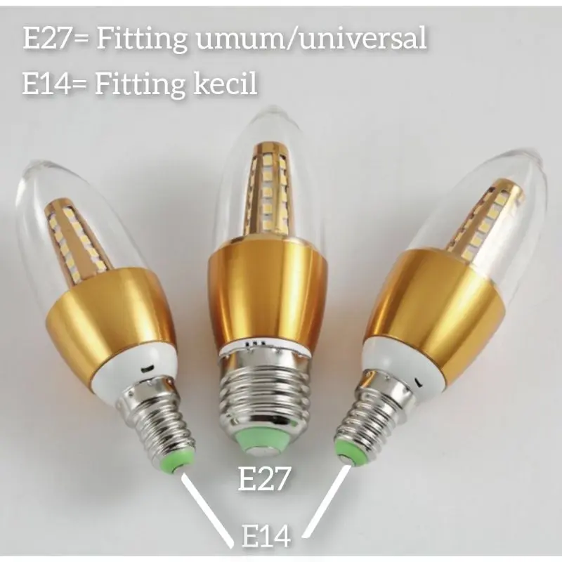 COD Lampu LED Candle 5w kuning jantung jagung 5w lilin 5watt - E14 - E27- Lampu hias Lampu dekor- Putih / kuning White 3