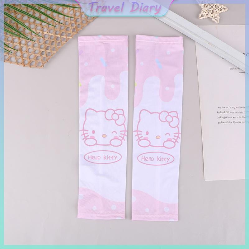 Product Introduction of Sanrio Anime Hello Kitty Kids Arm Sleeves Sun Protection Cooling UV Protection Sleeves Anti-Slip Ice Silk Arm Covers Gift 22