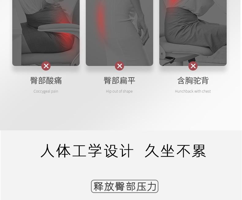 Product Introduction of Memory Foam Seat Cushion Set Backrest Cushion Office Chair Lumbar Support Chair Waist Protector Hip Protector Lumbar Pillow Removable and Washable 6