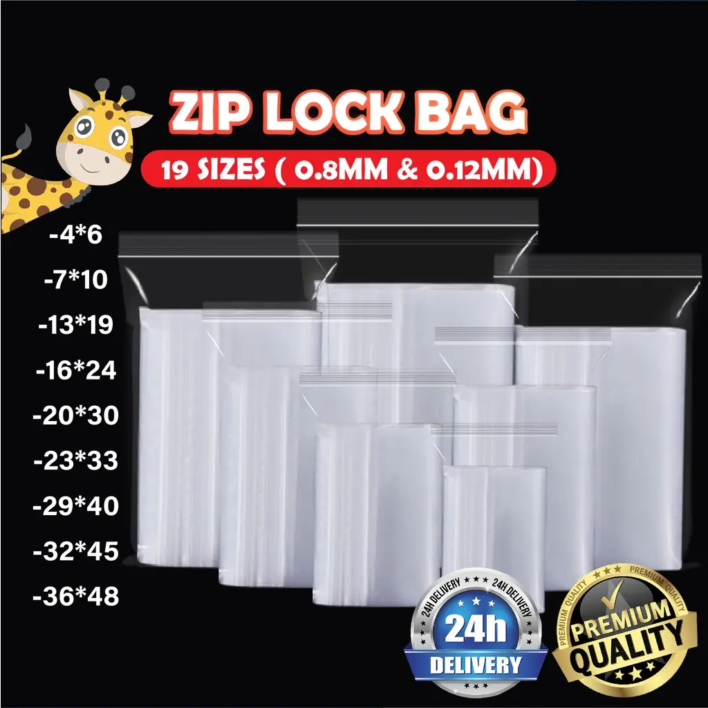 Túi nhựa có khóa zip, 100 CÁI, thêm dày (0,08mm và 0,12mm), tự niêm phong, rõ ràng và trong suốt, đóng gói Ziplock, túi Ziplock