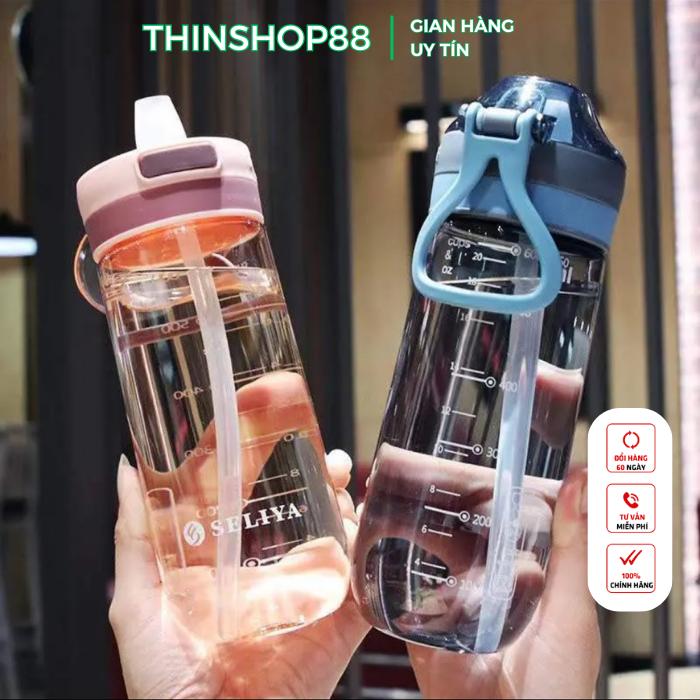 BINH NƯỚC NHỰA 650 ML TRONG SUỐT CÓ ỐNG HÚT DÂY SÁCH KHÓA NẮP THÔNG MINH ống hút pp có nắp bình tạo nước kiềm  huyền vũ binh  nuoc binhdung  nuoc binh  giunhiet
