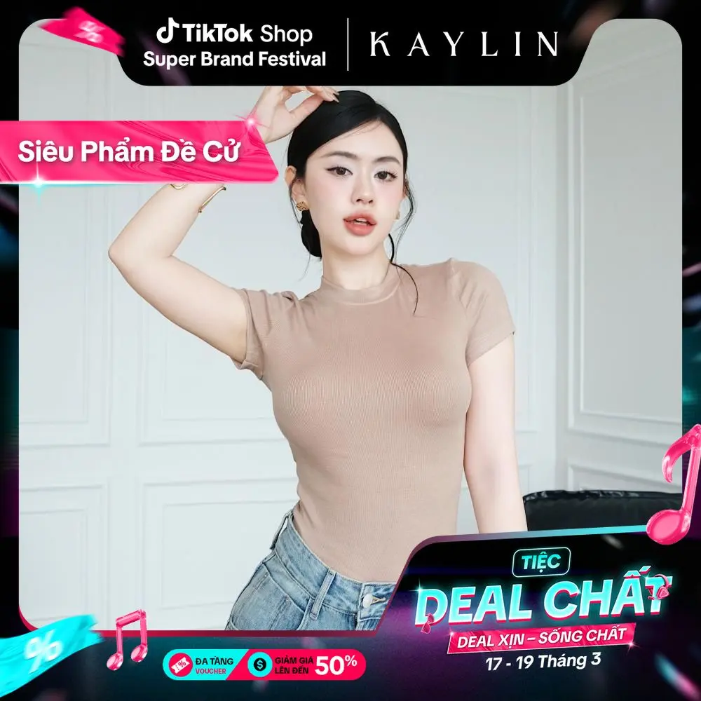 Áo thun nữ Basic chất gân form ôm body Cổ Tròn phong cách mát mẻ KAYLIN - N2116 Women Top | BigBuy360 - bigbuy360.vn