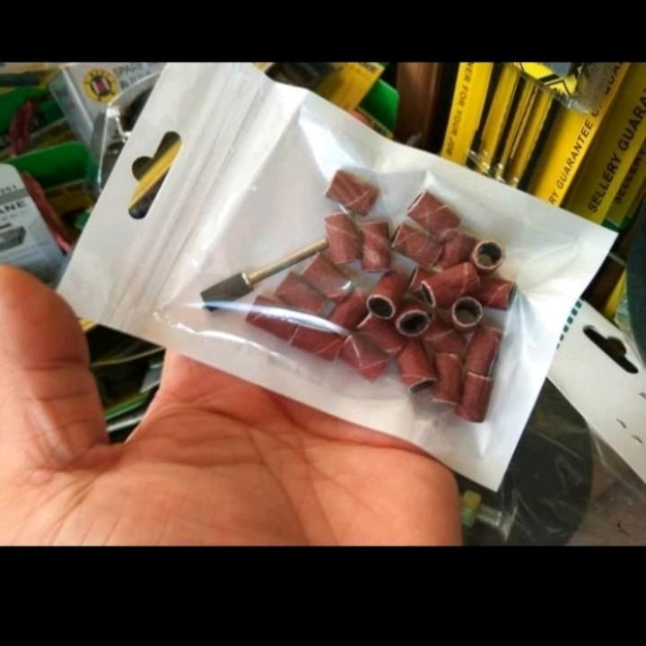 Amplas mini gerinda 1/4" 25pcs + batang As / sanding drum 25pcs 0