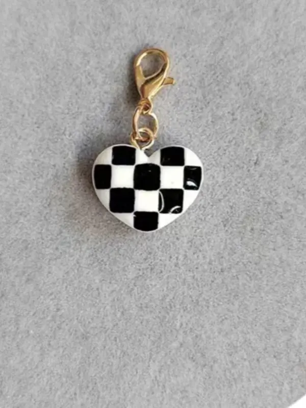 Checkerboard Pattern Heart Shaped Pendant, Cute Keychain for Women & Girls, Fashion Accessories for Daily Life, Trendy All-match & Exquisite Keychain for Birthday Gift, Valentine's Day, Gift 0