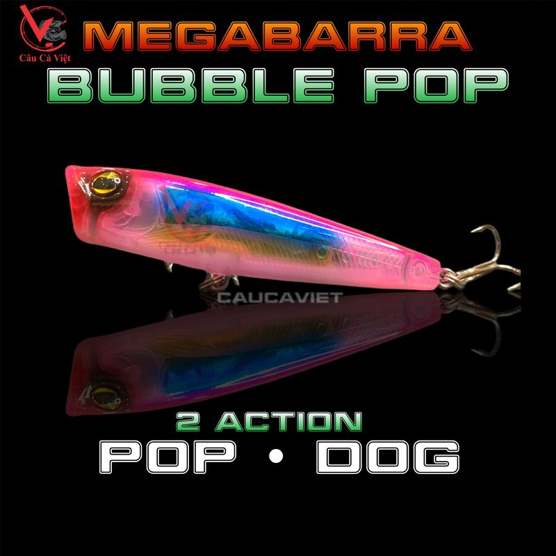 Mồi Pop mini câu lure cá chẽm, cháo, măng Megabarra Bubble Pop. 65mm, 7gr. Fishing Bắt Cá Câu Cá