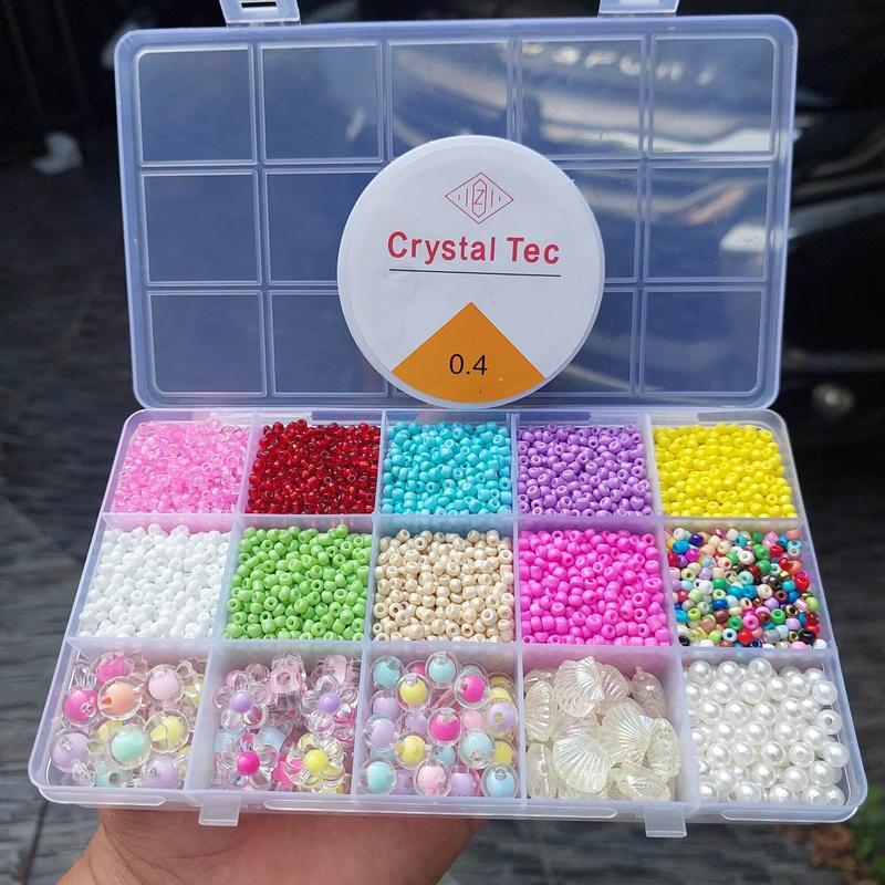 Product Introduction of Murah nursa manik Manik Manik Pasir Mix Saries 8/o 3mm ++ Manik Topping Clear Set Box (Free Senar Elastis)COD 11