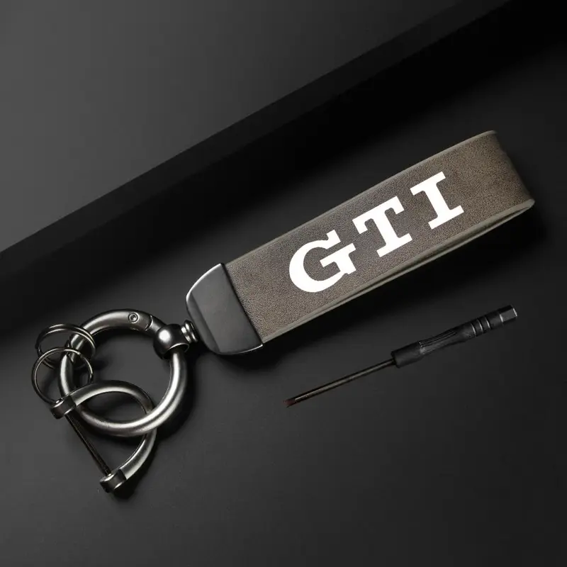 Car Keychain, PU Leather Car Keychain, Simple Design Car Interior Decoration Accessories for VW GTI Badge Golf 3 4 5 6 7 8 MK3 MK4 MK5 MK7 MK8 Rline GTE 4
