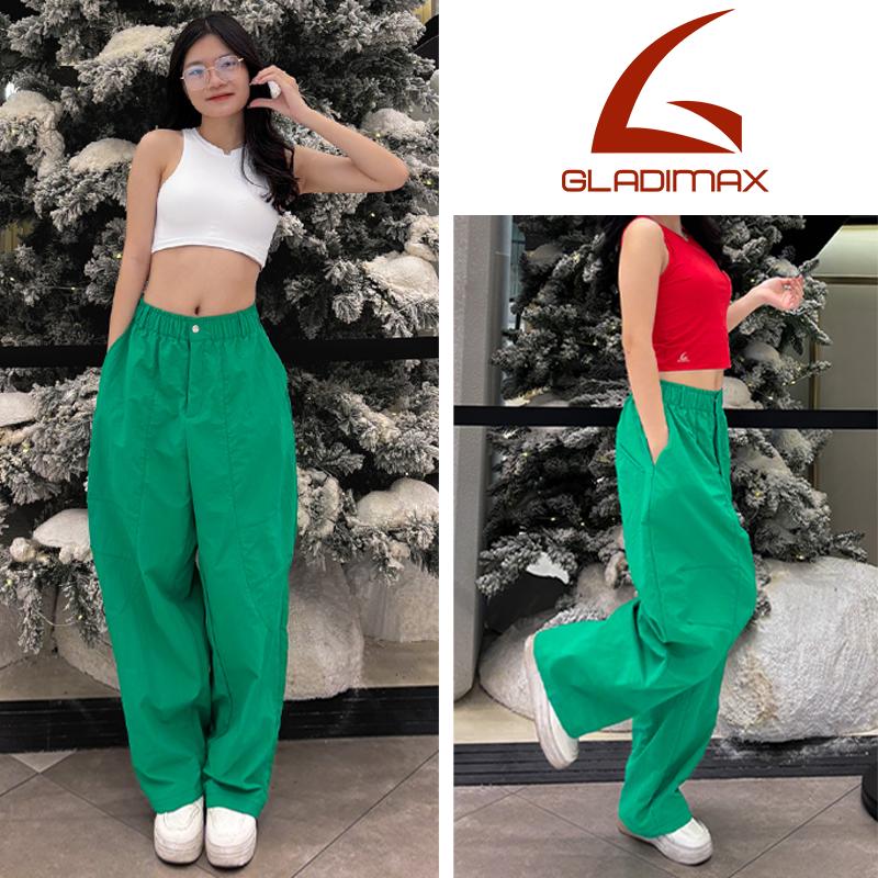   Noel Quần Harem Parachute Pants BᶖgSize Gladimax,Quần Gió Nhăn 4 túi Dáng Thụng Gladimax bản đầy đủ full Nữ Women  năng động quần dài quần  thụng 