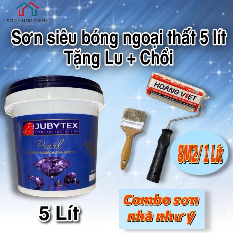  Combo Sơn Màu Ngoại Thất Siêu Bóng 5 Lít Jubytex Tự Sơn Tại Nhà Sơn Nhà Trọ Quán Ăn Ngoài Trời Tặng Lu + Chổi sơn màu trắng sứ sơn màu xám xi măng bóng sơn tường nhà siêu bóng đễ lau chùi sơn nước tường 