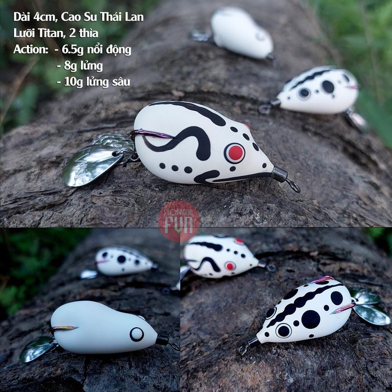 Nhái hơi màu trắng 4cm FVN Mắt lồi sóc chuột ngọc trinh phụ kiện Thái Lan Bắt Cá Đi Câu