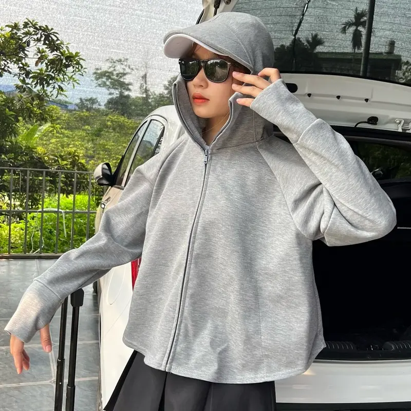 Áo Chống Nắng Dáng Ngắn Cánh Dơi Nữ Chất Umi Hàn Kiểu Dáng Phom Rộng Dày Dặn 2