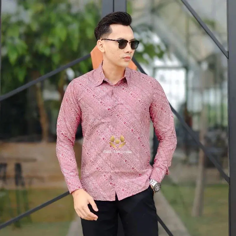 Kemeja Batik, untuk Lelaki, Lapisan Penuh, dengan Corak Furing