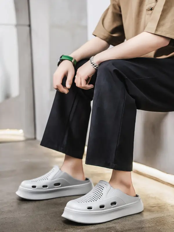 Men's Casual Solid Color EVA Slides, Lightweight Breathable Non-slip Sports Sandals, Comfortable Daily Wear Shoes for Outdoor Activities, Boy 3
