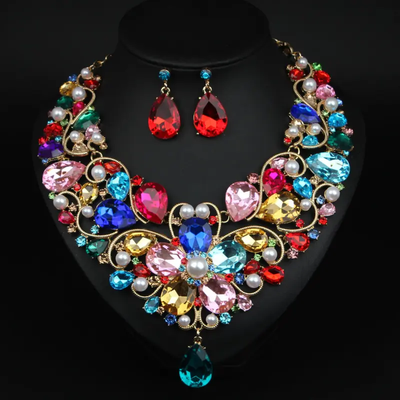 Luxurious Vintage-Style Bridal Jewelry Set with Sparkling Rhinestone Necklace and Earrings - Iridescent Crystal Choker Dangle in Multicolor, Perfect for Weddings & Special Events, Wedding Gifts 4