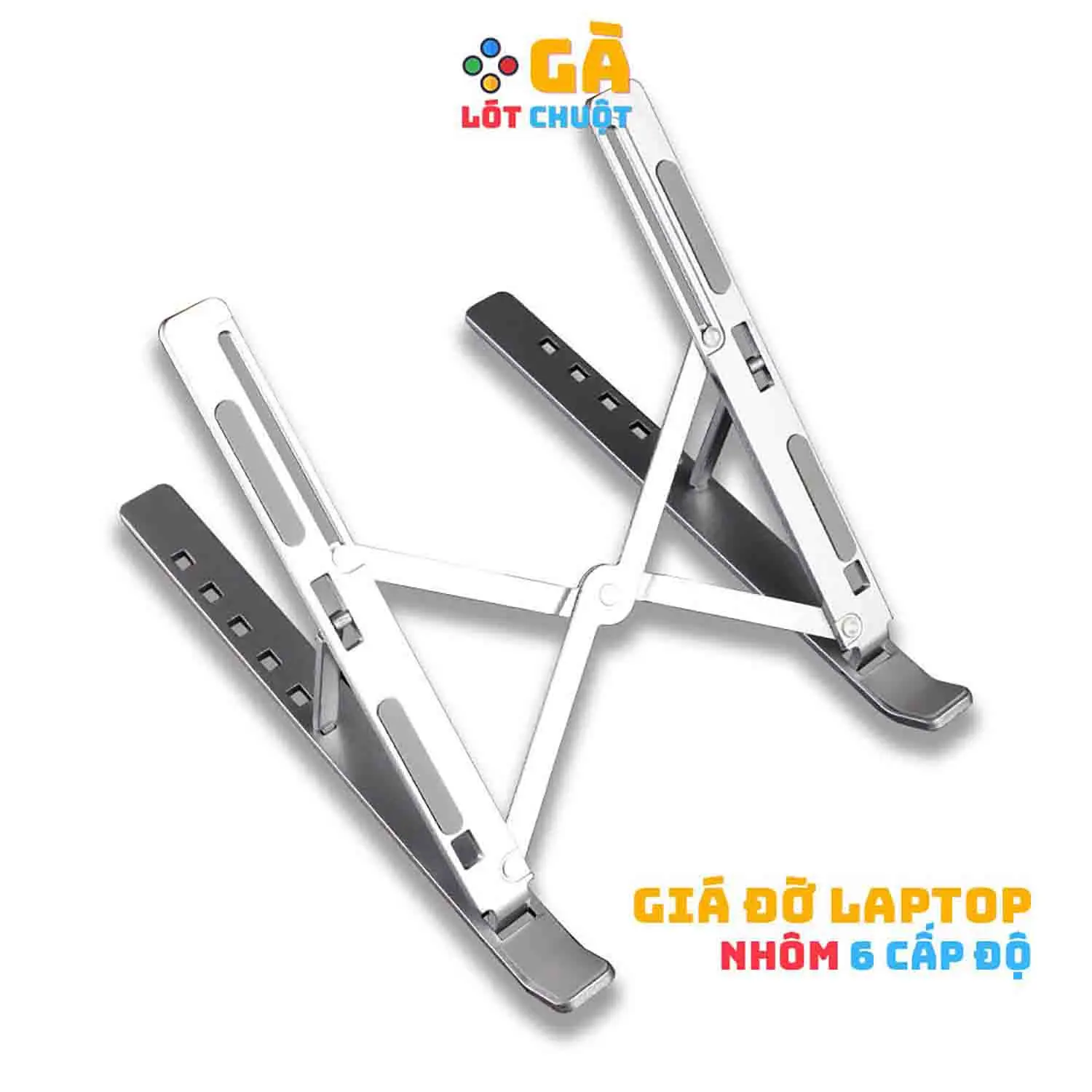 Giá đỡ Laptop nhôm 6 cấp độ nâng hạ độ cao, thiết kế nhỏ gọn, hỗ trợ tản nhiệt cho laptop - GÀ LÓT CHUỘT