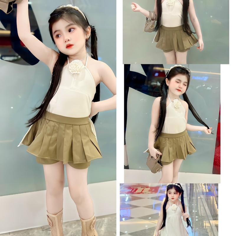 Set áo xoè+quần giả váy 2 lớp cho bé 1