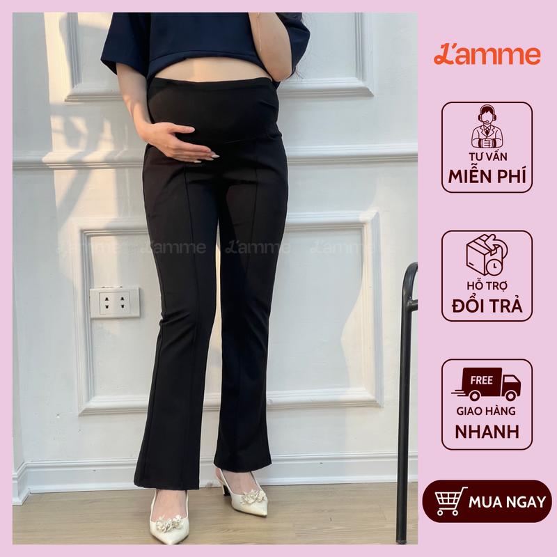 Quần bầu công sở ỐNG LOE chất  umi co giãn nhẹ, thiết kế hiện đại, trẻ trung đáp bụng cotton mềm mại phù hợp đi làm, đi chơi Lamme BE HAPPY . BE MOMMY Đầm Bầu Váy Bầu