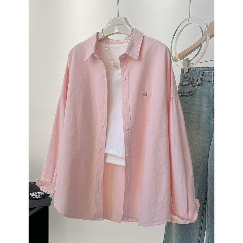 Áo Sơ Mi Cho Nữ, Màu Pastel, Phong Cách Hàn Quốc Mới, Thêu, Dáng Rộng Vừa Vặn, Dài Trung Bình Mỏng Vừa Vặn, Áo Sơ Mi Dài Tay, Thời Trang, Quần Áo Nữ Mùa Xuân 2025 0