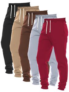 Men's Solid Color Drawstring Waist Sweatpants, Casual Comfy Elastic Waist Pocket Pants for Spring & Fall, Men's Trousers for Daily Wear