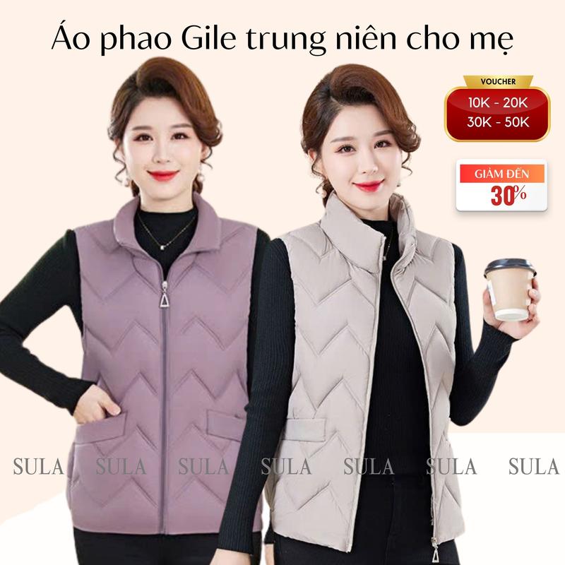 Áo khoác cho mẹ, áo phao trung niên nữ siêu nhẹ họa tiết sóng tinh tế, nhã nhặn Jacket Women