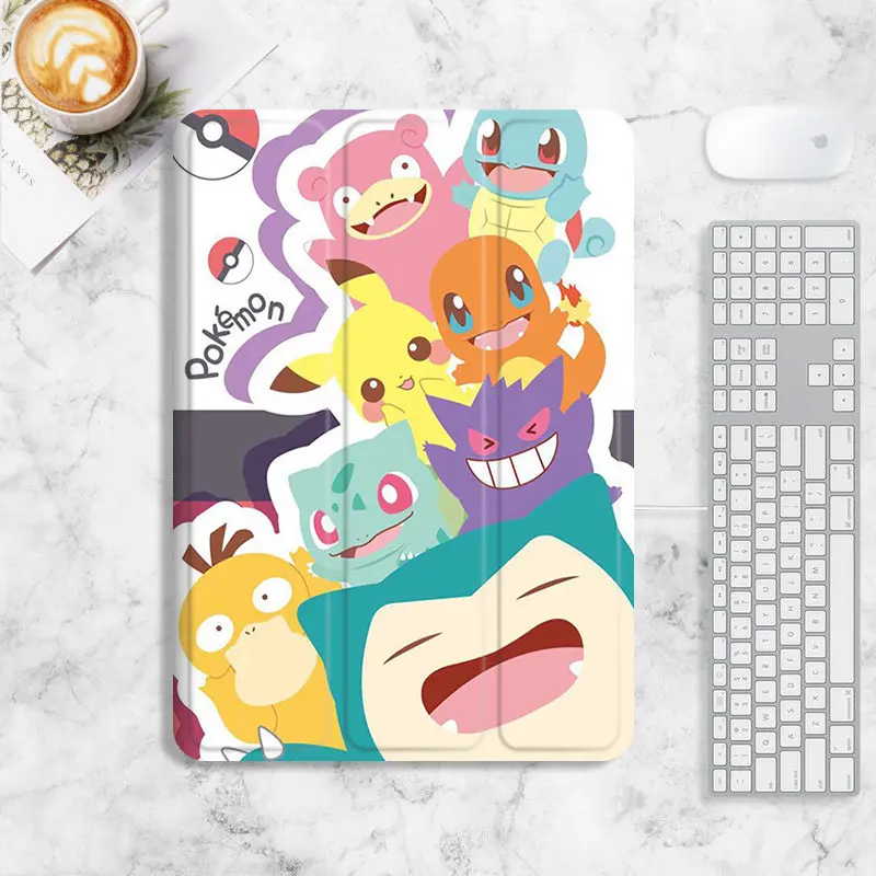 Ốp Pokemon, Tương Thích Với iPad Air4 / 5, Mini4 / 5 / 6, iPad 2022 Gen10, Pro11, 12.9 Gen7 / 8 / 9, iPad Gen5 / 6, Air1 / 2, Thiết Kế Hình Pikachu, Có Khe Cắm Bút 5