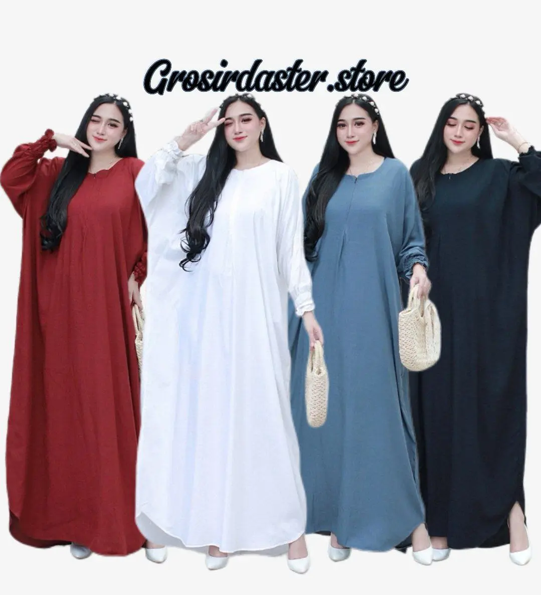 KAFTAN MANDALIKA POLOS RAYON SUPER JUMBO LD 160 BUSUI FRIENDLY hitam muslim