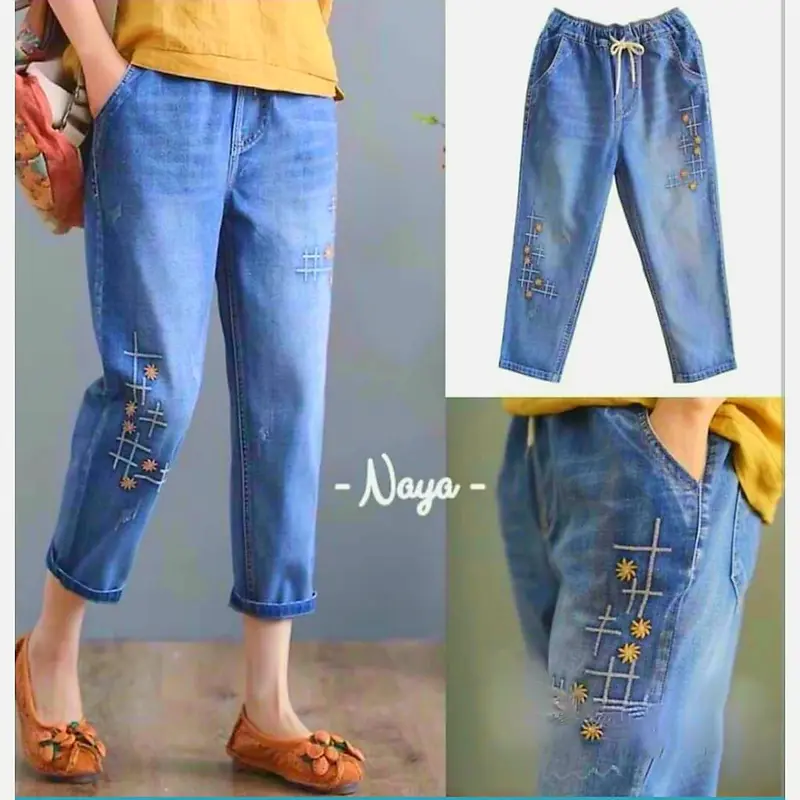 NAYA PANTS CELANA CULOTTE BAGGY JEANS HARUKA ALLSIZE TERMURAHH / LOCANA Bunga Bunga 0