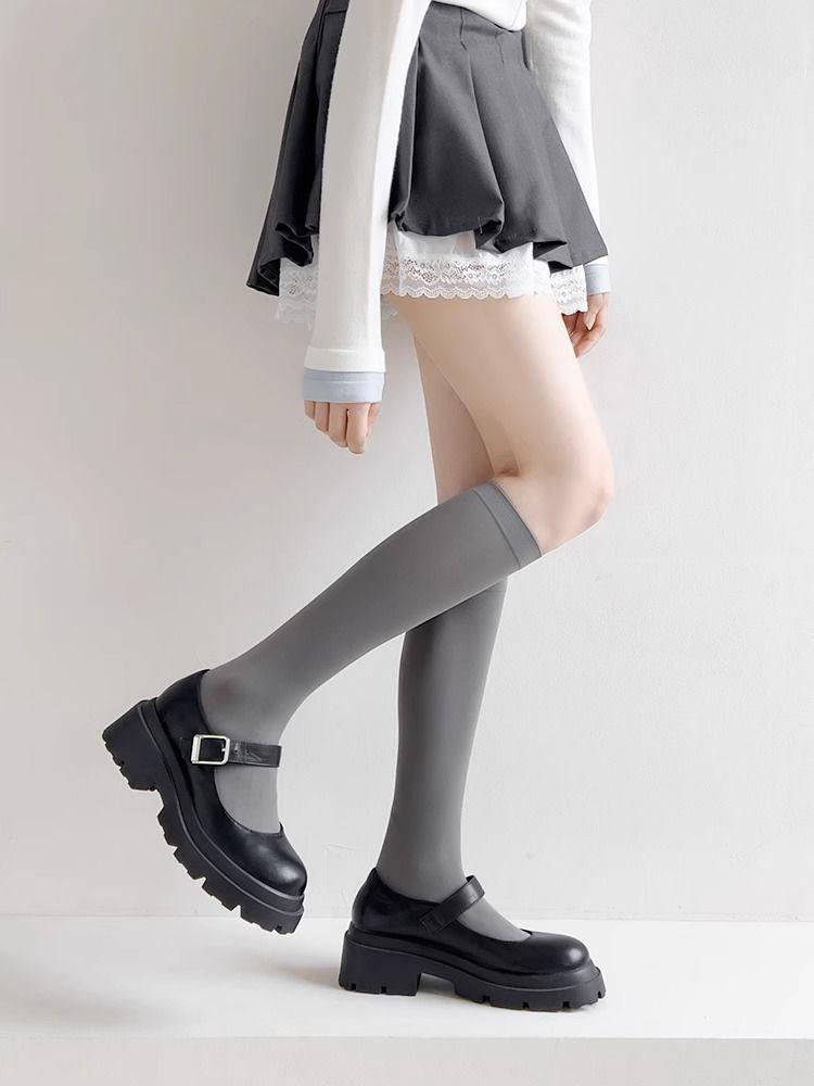 Product Introduction of Brazil Jersey [3475 People Collected] Gray Calf Socks for Women Summer Thin Japanese JK Socks Velvet Stockings Long Tube Half Socks Summer Over-the-Knee Socks 8