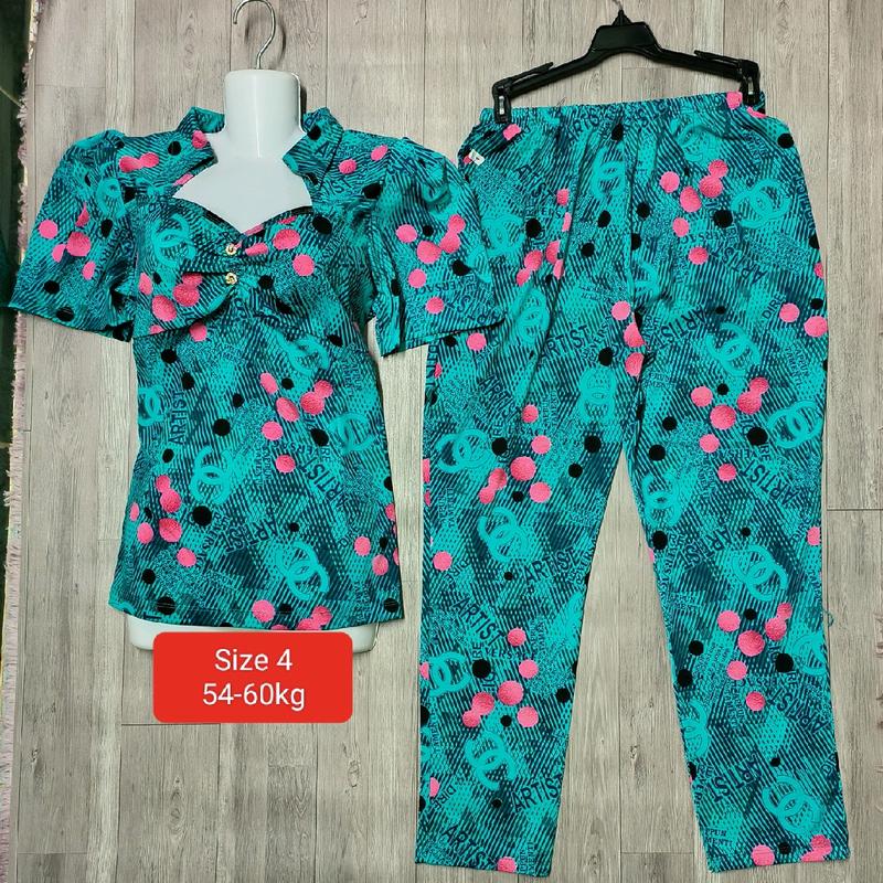 Size 4 từ 54-60kg Đồ bộ trung niên giá rẻ tay nhí quần dài có túi y hình 0