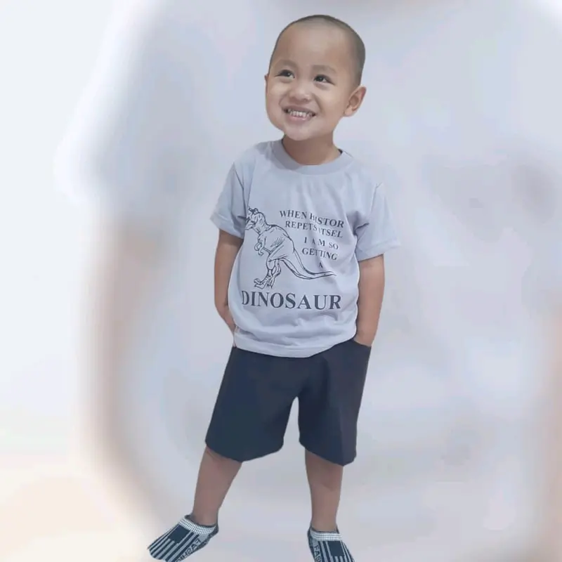 stelan anak kaos dino saurus Lengan pendek Fashion Motif 0