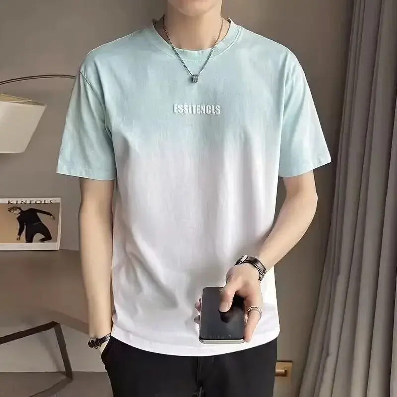 Áo Thun Nam ngắn Tay Hợp Xu hướng Xu Hướng Màu Gradient Hàng Mới Về Mùa Hè 2024, Thích Hợp Cho Học Sinh Trung Học Và Thanh Niên, Tay Lửng, Thích Hợp Cho Quốc Tế Thương 1