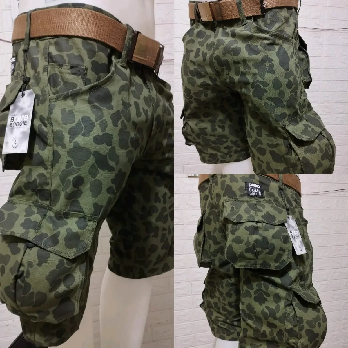 Celana cargo loreng pendek celana outdoor Army Gunung Shorts Pria Kantong Katun