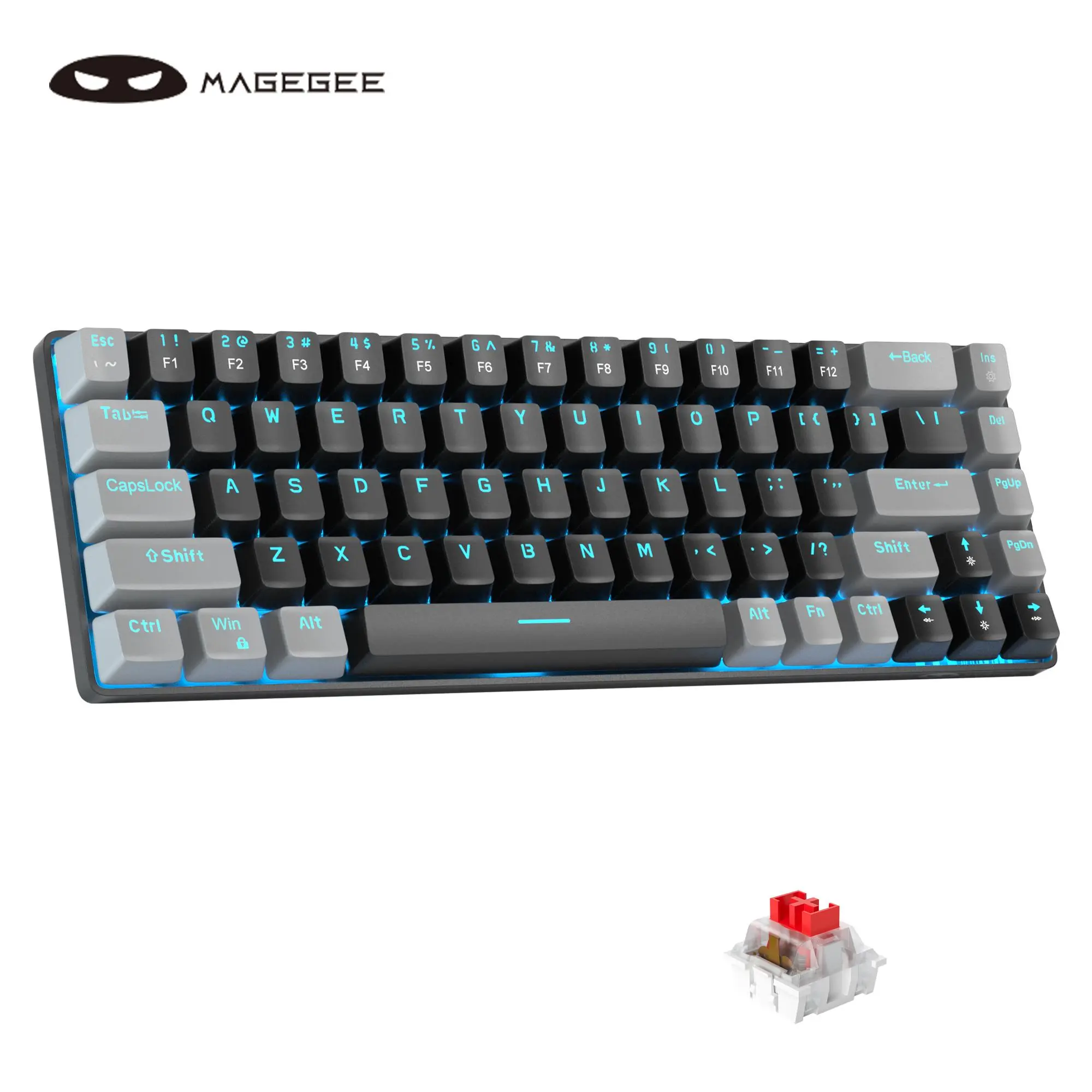 Mechanical Gaming Keyboard, LED Backlit Compact 68 Keys Mini Wired Office Keyboard, Keyboard for Windows Laptop PC MAC