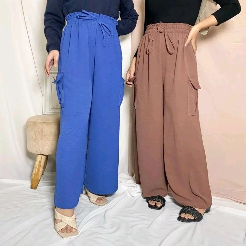 Celana Cringkel Cargo Airflow Saku Samping||Kulot Cargo Cringkle Kekinian Kantong Crinkle Fit 1