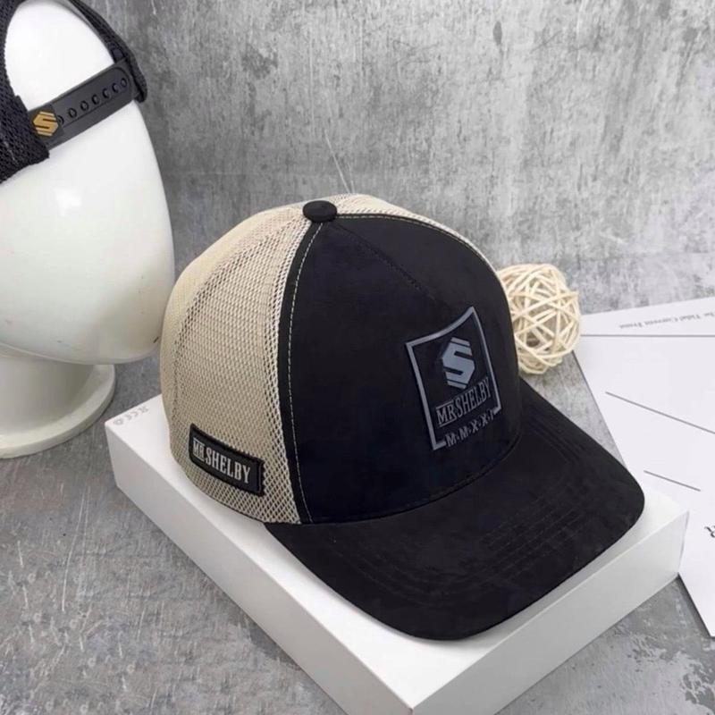 Nón kết, mũ lưỡi trai nam nữ Mr. Shelby Phối Lưới vải Kaki thời trang (Khoá nhự 7 lỗ) nón đen