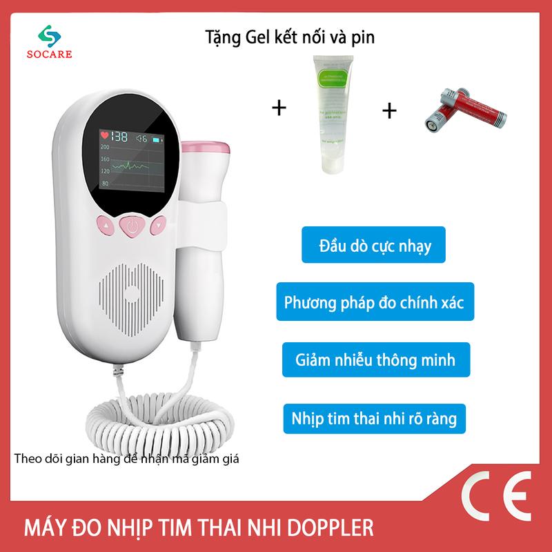 (Mới kèm gel&pin) Máy Đo Tim Thai Tại Nhà Thế Hệ 3, An Toàn Cho Mẹ Và Bé, Tặng Kèm Gel Và Pin - Siêu âm doppler, sử dụng từ 20 tuần