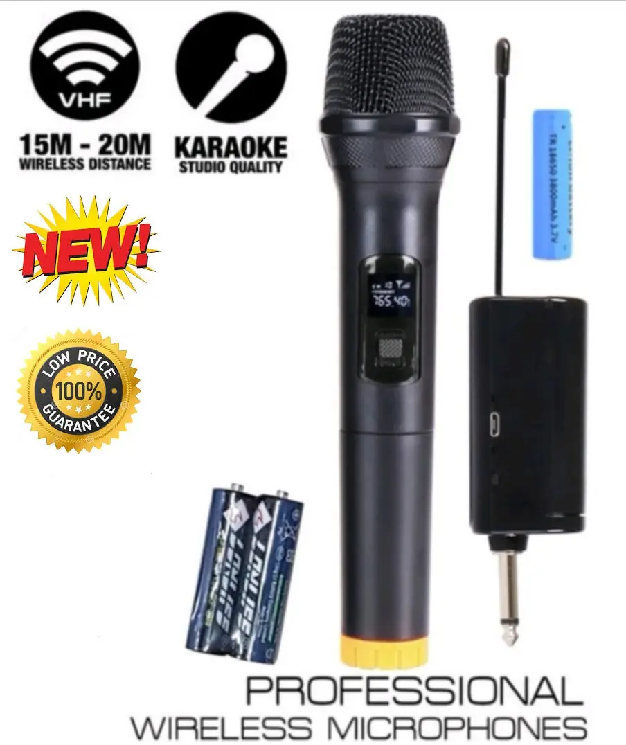 Wireless Dynamic Vocal Microphone mikrofon with rechargeble battery single or dual Mic for speaker,amplifier or Etc