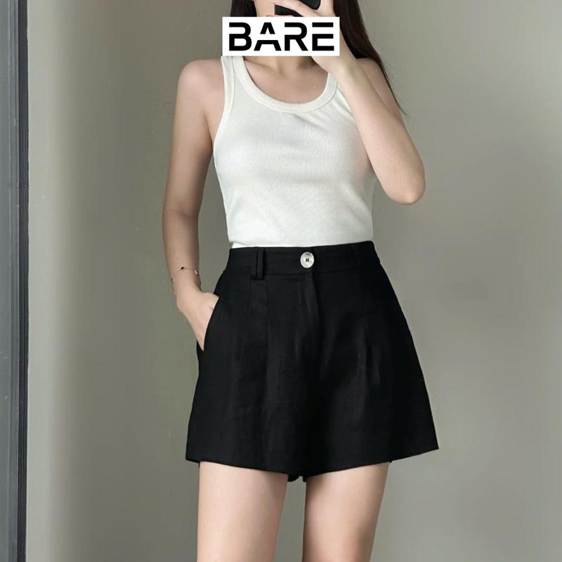 Product Introduction of BARE_Quần Đùi Lưng Cao Ống Rộng Bo Chun Sau Chất Linen Phong Cách Nhẹ Nhàng Nữ Tính_Q095 Women Pants 11