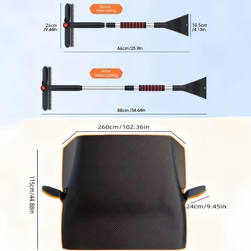 Product Introduction of Car Snow Cover & 3 in 1 Snow Shovel, Retractable Car Window Ice Scraper, Winter Car Protective Cover for Windshield, Vehicle Protective Accessories 1